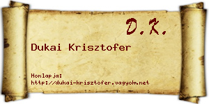Dukai Krisztofer névjegykártya